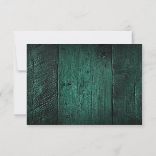 Emerald Green Rustic Barn Wood Boho Wedding RSVP (Rückseite)