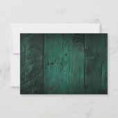 Emerald Green Rustic Barn Wood Boho Wedding RSVP Karte (Rückseite)