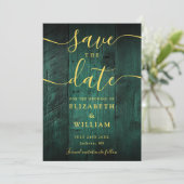 Emerald Green Rustic Barn Wood Boho Wedding Save The Date (Stehend Vorderseite)