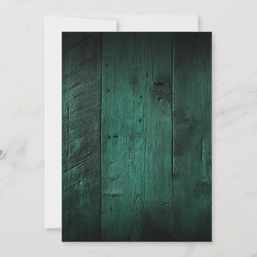 Emerald Green Rustic Barn Wood Boho Wedding Save The Date (Rückseite)