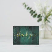 Emerald Green Rustic Barn Wood Wedding Vielen Dank Platzkarte (Stehend Vorderseite)