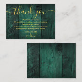 Emerald Green Rustic Barn Wood Wedding Vielen Dank Platzkarte (Vorne/Hinten)