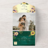 Emerald Green Rustic Floral Wedding All In One Einladung (Außenbereich)