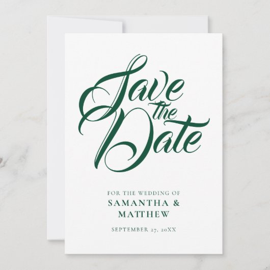 Emerald Green Rustic Save the Date Einladung (Vorderseite)