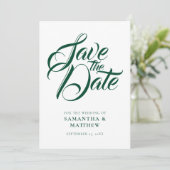 Emerald Green Rustic Save the Date Einladung (Stehend Vorderseite)
