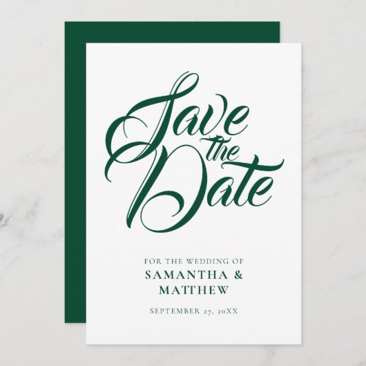 Emerald Green Rustic Save the Date Einladung (Vorne/Hinten)