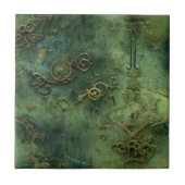 Emerald Green Rustic Steampunk Clock (10) Fliese (Vorderseite)