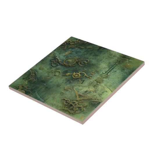 Emerald Green Rustic Steampunk Clock (10) Fliese (Seite)