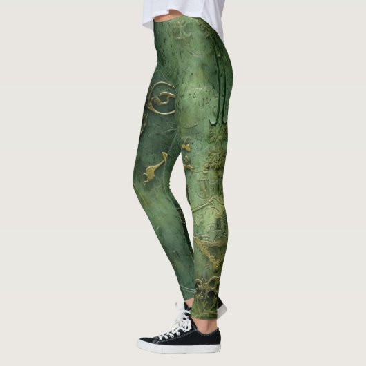 Emerald Green Rustic Steampunk Clock (10) Leggings (Links)