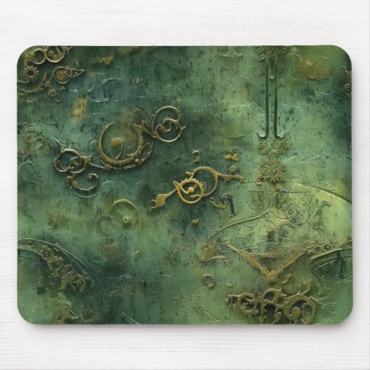 Emerald Green Rustic Steampunk Clock (10) Mousepad (Vorne)