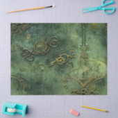 Emerald Green Rustic Steampunk Clock (10) Seidenpapier (Basteln)