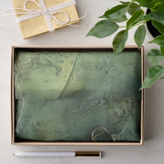 Emerald Green Rustic Steampunk Clock (10) Seidenpapier (Geschenk)