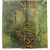 Emerald Green Rustic Steampunk Clock (11) Duschvorhang (Vorderseite)
