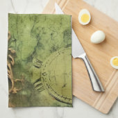 Emerald Green Rustic Steampunk Clock (11) Geschirrtuch (Viertel Falte)