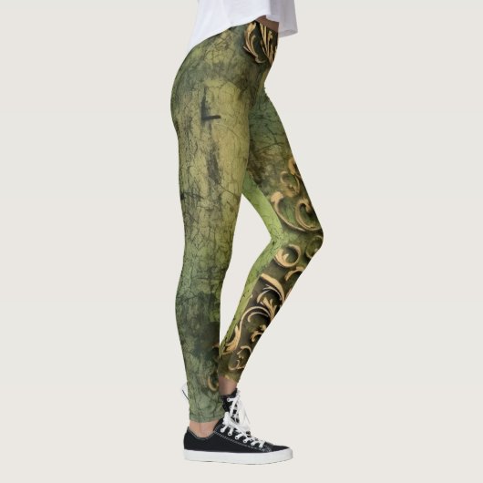 Emerald Green Rustic Steampunk Clock (11) Leggings (Rechts)