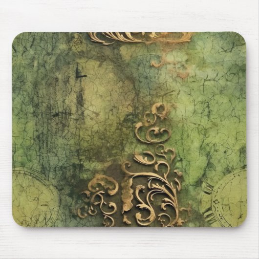 Emerald Green Rustic Steampunk Clock (11) Mousepad (Vorne)