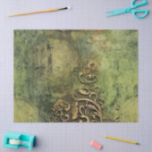 Emerald Green Rustic Steampunk Clock (11) Seidenpapier (Basteln)