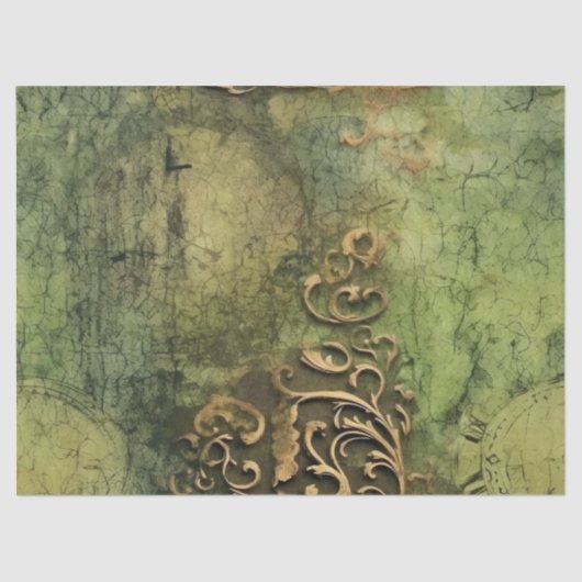 Emerald Green Rustic Steampunk Clock (11) Seidenpapier (Vorderseite)