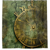 Emerald Green Rustic Steampunk Clock (12) Duschvorhang (Vorderseite)