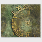 Emerald Green Rustic Steampunk Clock (12) Geschenkpapier (Flach)