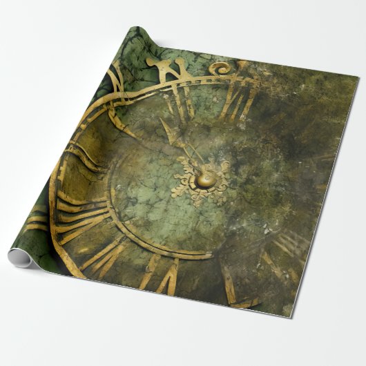 Emerald Green Rustic Steampunk Clock (12) Geschenkpapier (Ungerollt)