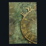 Emerald Green Rustic Steampunk Clock (12) Geschirrtuch<br><div class="desc">Mit diesem Küchentuch mit einer Vintagen Steampunk-Wanduhr vor einer rustikalen smaragdgrünen Kulisse stärken Sie Ihre Küchendekoration. Es ist eine Mischung aus klassischem Design und moderner Funktionalität. Bestelle noch heute!</div>