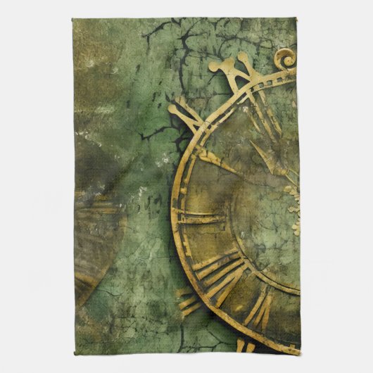 Emerald Green Rustic Steampunk Clock (12) Geschirrtuch (Vertikal)