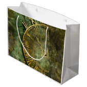 Emerald Green Rustic Steampunk Clock (12) Große Geschenktüte (Rückseite Schrägansicht)