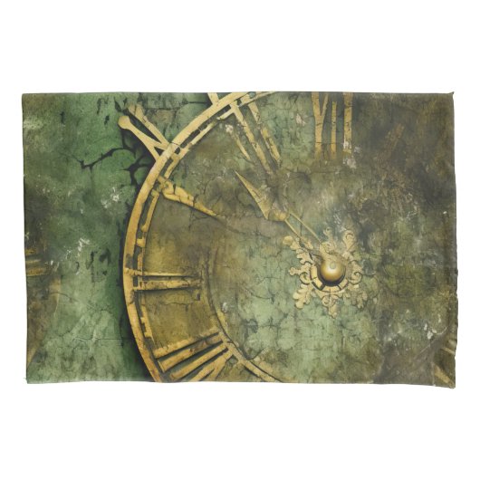 Emerald Green Rustic Steampunk Clock (12) Kissenbezug (Vorderseite-Links)