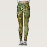 Emerald Green Rustic Steampunk Clock (12) Leggings<br><div class="desc">Step into a world of timeless fashion with this steampunk wall clock leggings. This unique design combines the elegance of vintage clockwork with the allure of rustic emerald green. Order yours now!</div>