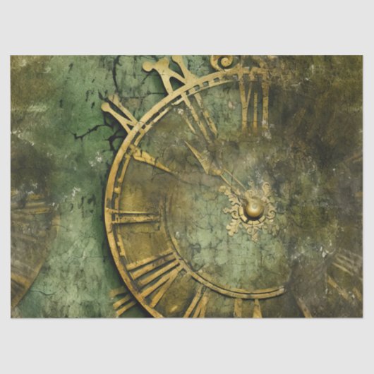 Emerald Green Rustic Steampunk Clock (12) Seidenpapier (Vorderseite)