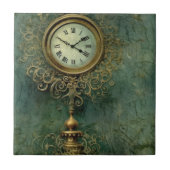 Emerald Green Rustic Steampunk Clock (2) Fliese (Vorderseite)