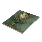 Emerald Green Rustic Steampunk Clock (2) Fliese (Seite)