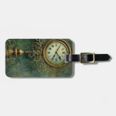 Emerald Green Rustic Steampunk Clock (2) Gepäckanhänger (Vorderseite horizontal)