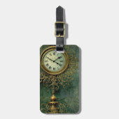 Emerald Green Rustic Steampunk Clock (2) Gepäckanhänger (Vorderseite vertikal)