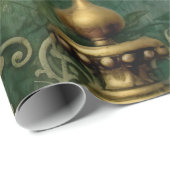 Emerald Green Rustic Steampunk Clock (2) Geschenkpapier (Rolleneckpunkt)