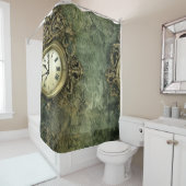 Emerald Green Rustic Steampunk Clock (4) Duschvorhang (Beispiel)