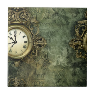 Emerald Green Rustic Steampunk Clock (4) Fliese