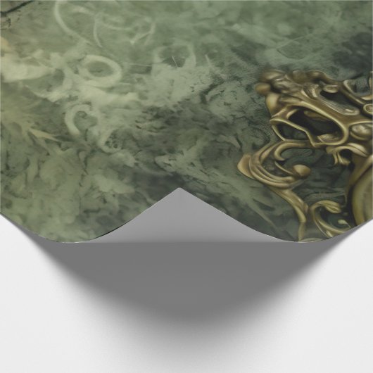 Emerald Green Rustic Steampunk Clock (4) Geschenkpapier (Ecke)