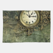Emerald Green Rustic Steampunk Clock (4) Geschirrtuch (Horizontal)