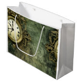 Emerald Green Rustic Steampunk Clock (4) Große Geschenktüte (Vorderseite Schrägansicht)