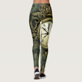 Emerald Green Rustic Steampunk Clock (4) Leggings (Rückseite)