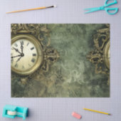 Emerald Green Rustic Steampunk Clock (4) Seidenpapier (Basteln)