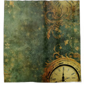 Emerald Green Rustic Steampunk Clock (6) Duschvorhang (Vorderseite)