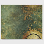 Emerald Green Rustic Steampunk Clock (6) Geschenkpapier (Flach)