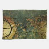 Emerald Green Rustic Steampunk Clock (6) Geschirrtuch (Horizontal)