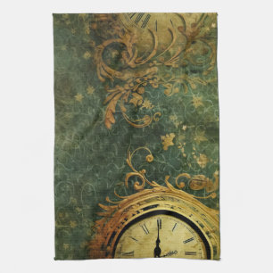 Emerald Green Rustic Steampunk Clock (6) Geschirrtuch