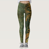 Emerald Green Rustic Steampunk Clock (6) Leggings (Vorderseite)