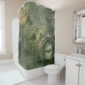 Emerald Green Rustic Steampunk Clock (7) Duschvorhang (Beispiel)