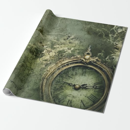 Emerald Green Rustic Steampunk Clock (7) Geschenkpapier (Ungerollt)